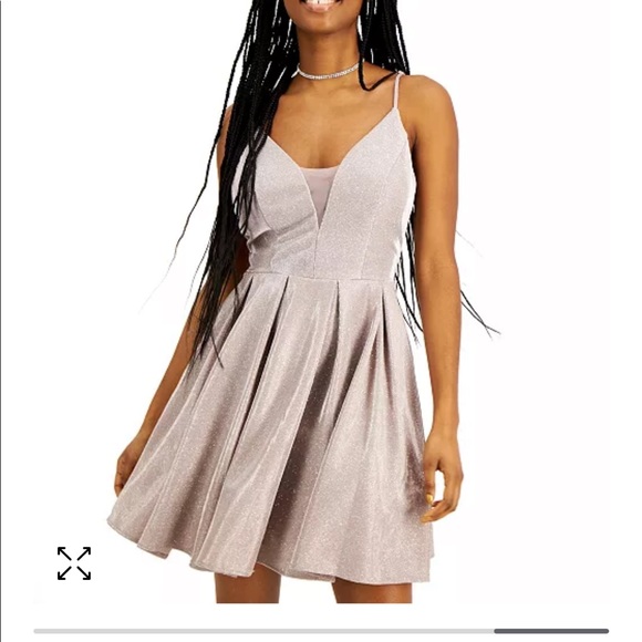 Macys - Juniors’ glitter mesh skater dress - Picture 2 of 7